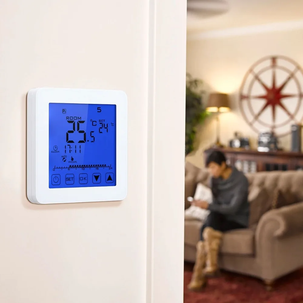 white thermostat display