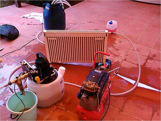 Гидропневматическая промывка системы отопления жидкостью: что это, и как выглядит [видео]
