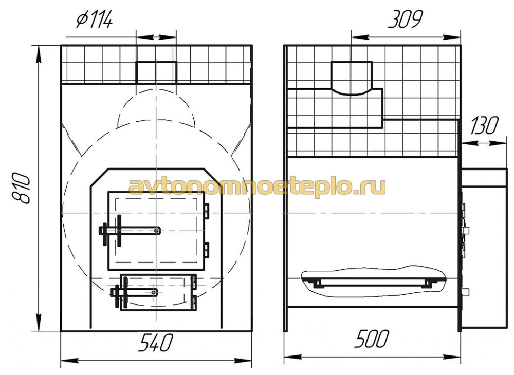 Печка в баню из 530 трубы чертежи