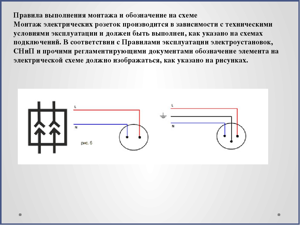 Обозначение розетки в электрической схеме