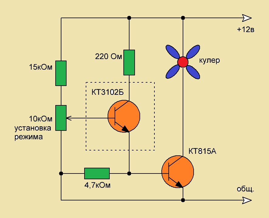 Схема управления вентилятором 12в