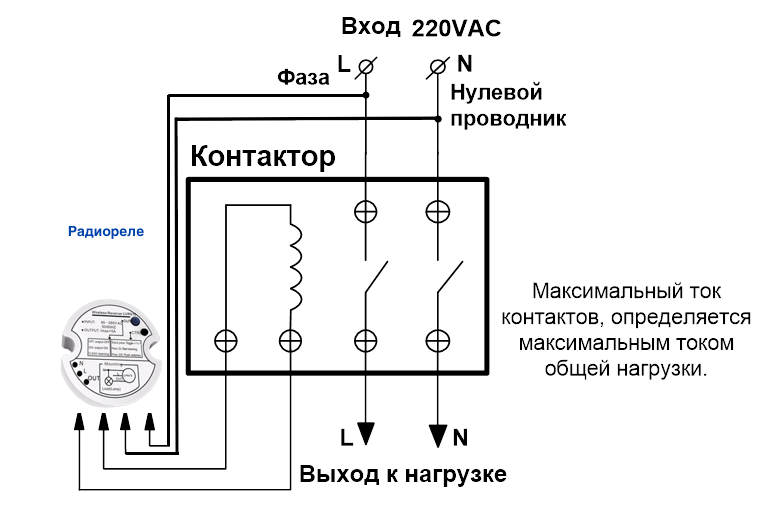 Схема подключения модульного контактора 220в через выключатель