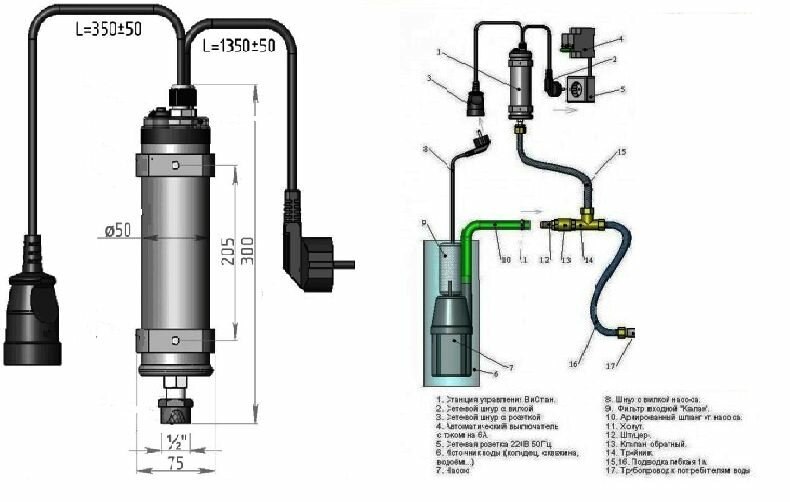 Погружной насос джилекс схема подключения