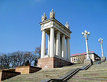 Colonnade and stairs on the central quay of Volgograd
