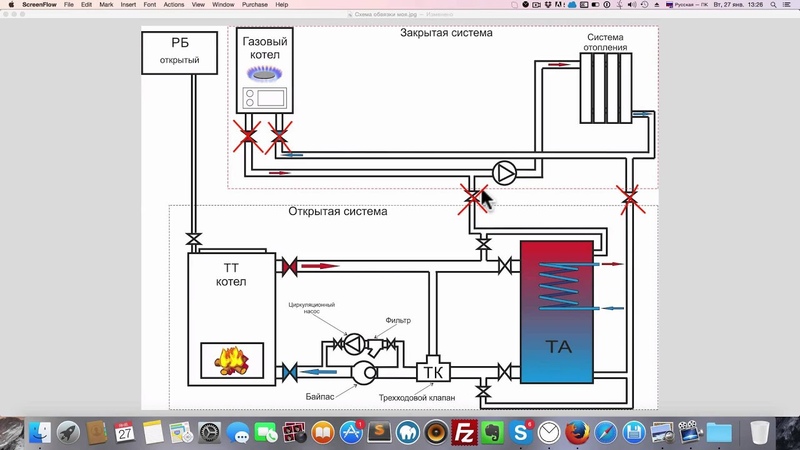 Обвязка твердотопливного котла с теплоаккумулятором схема